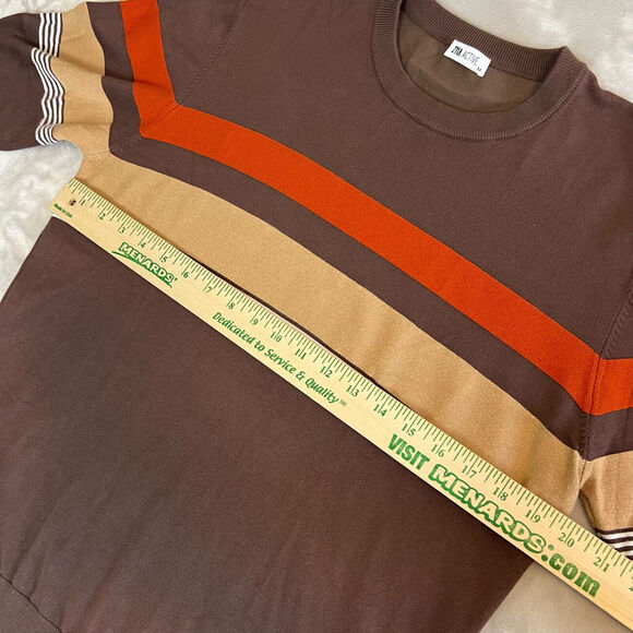 Zyia Active Sweater Womens Medium Brown Bark Stripe Fortrose Pullover Casual - Picture 5 of 10